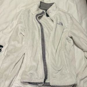White plush north face jacket